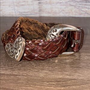 Vintage 90’s Braided Leather Belt with Silver Buckle Women’s Size 28